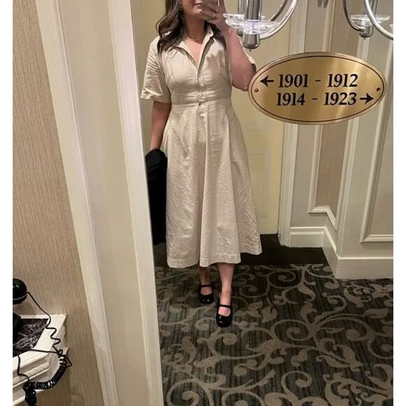 Rosetta Getty Beige Midi Shirt Dress SIZE 10 Cotton Career Work Designer $360 - Picture 8 of 12